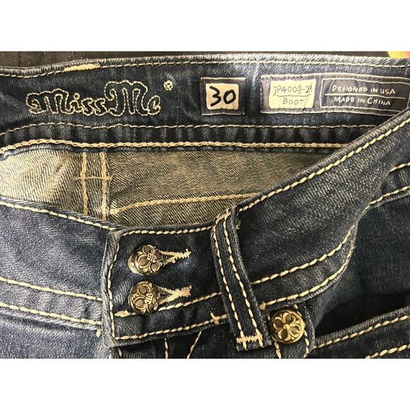 Miss Me Jeans Size 30 Slim Boot Bling Embroidered Distressed - Picture 4 of 9